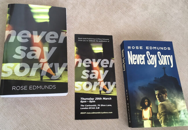 New Cover for Never Say Sorry a financial thriller, by Rose Edmunds