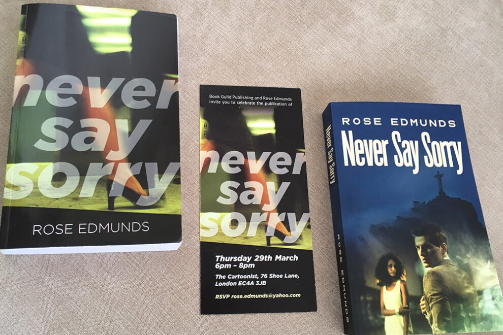 New Cover for Never Say Sorry a financial thriller, by Rose Edmunds